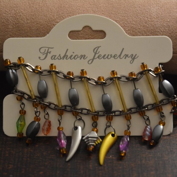 ✨ NWT Fashion Jewelry Ladder Charm Bracelet – Adjustable 8"–10" – Fall Colors ✨ - Picture 1 of 7